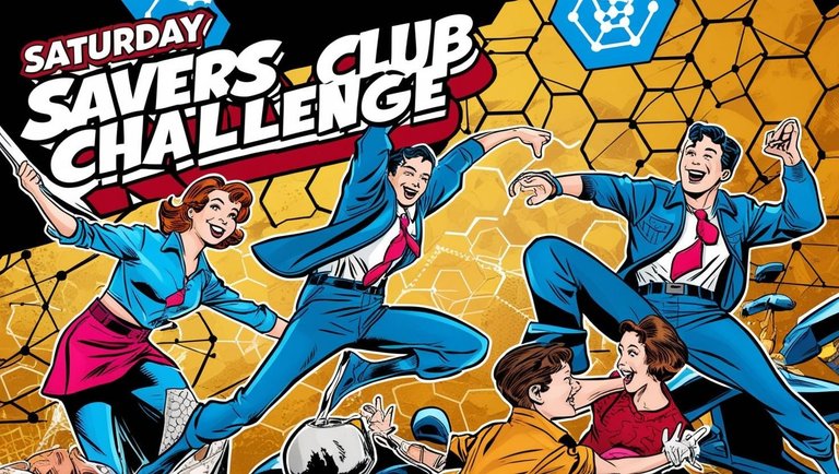 saturday savers club challenge, comic style, hive blockchain.jpg