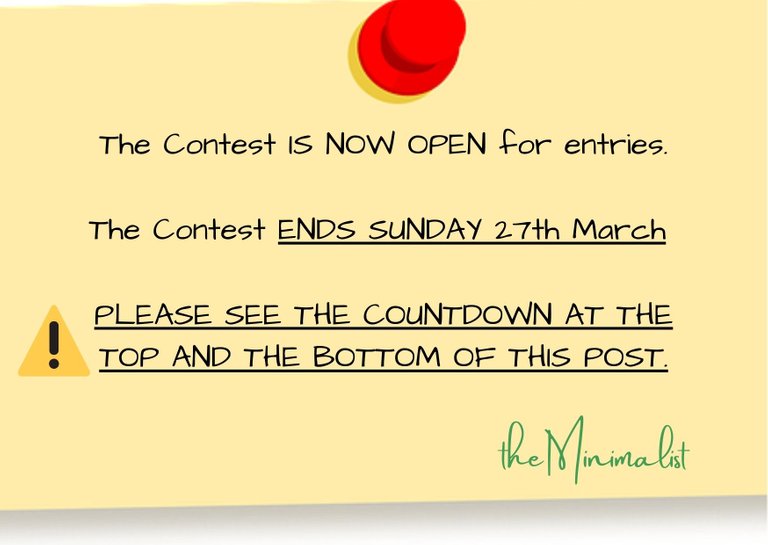 The contest starts today, Sunday 20th March (first day of Spring) - Ends Sunday 27th March (the first day of Daylight Saving Time, when clocks spring forward), till the end of the countdown. Please see the countdown -2.jpg