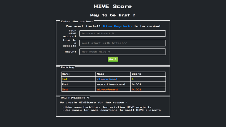 Interface HiveScore