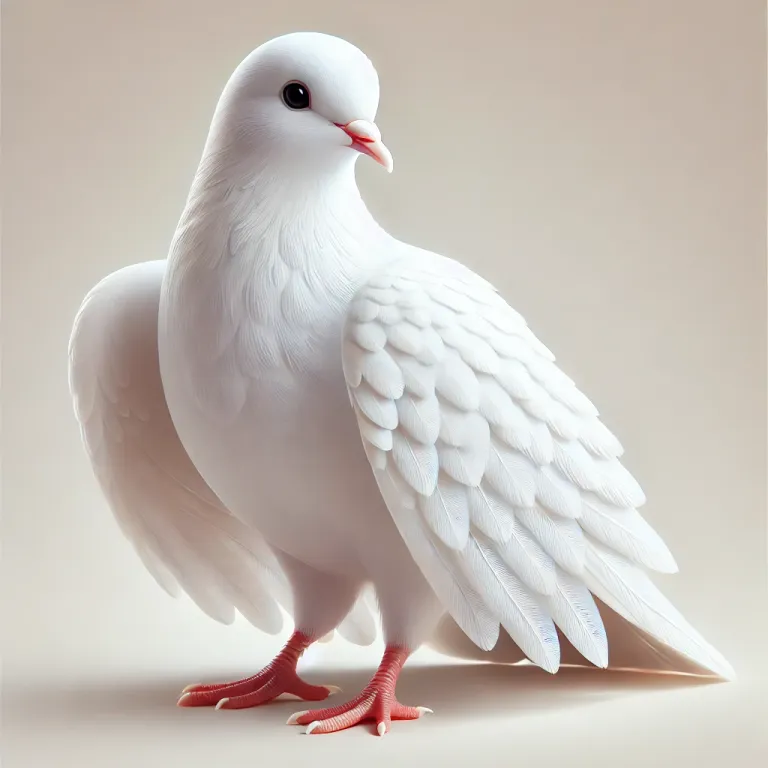 DALL·E 2025-02-23 09.57.35 - A realistic white dove, standing gracefully with its wings slightly spread. The dove has pure white feathers, a small delicate beak, and gentle black .webp