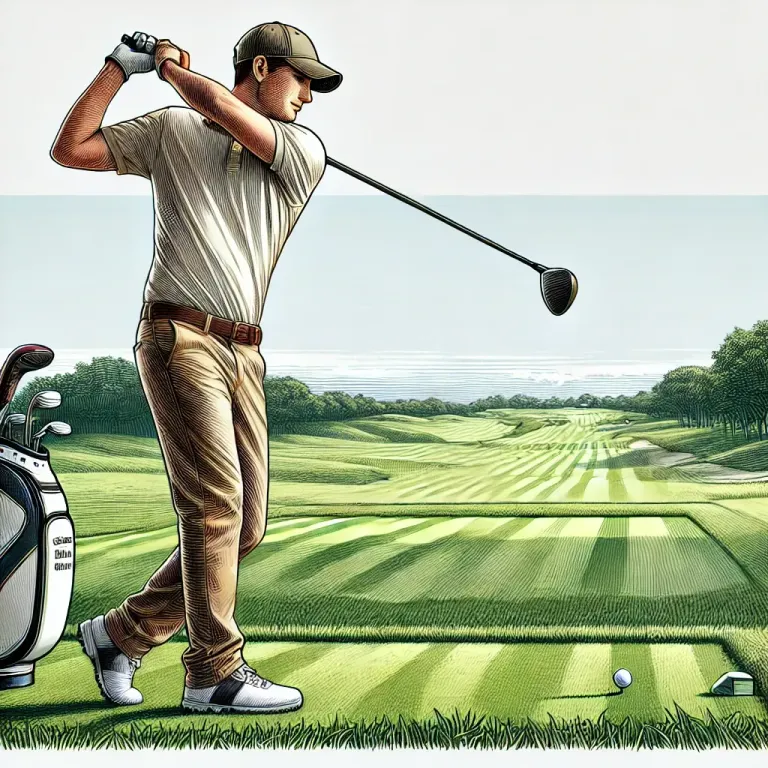 DALL·E 2025-01-14 18.08.20 - A detailed illustration of an amateur golfer on a lush green golf course, preparing to hit the ball with a driver. The golfer is positioned at the tee.webp