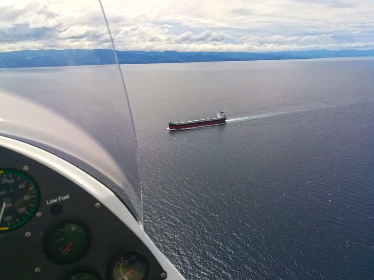 The M/V Mighty Star seen from the gyrocopter