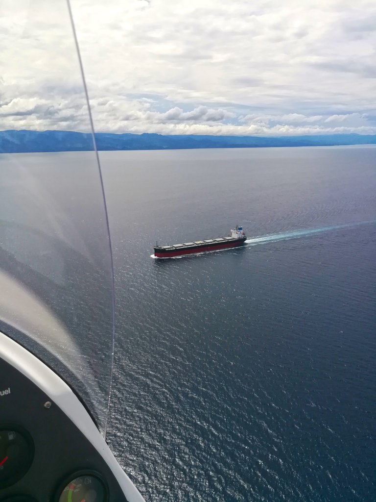 The M/V Mighty Star seen from the gyrocopter