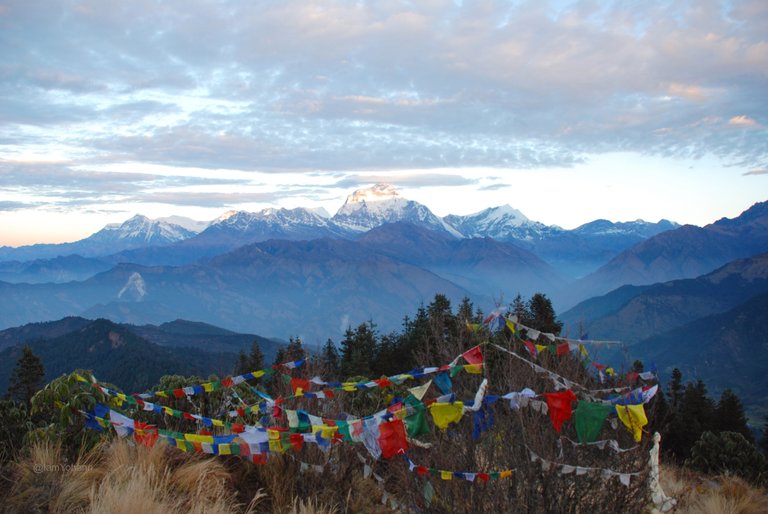 Sun Rising over Mt. Dhaulagiri (8167m) in the middle