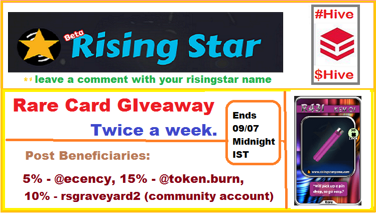 Rare card giveaway ends 9th July midnight IST + beneficiaries and game progress updates