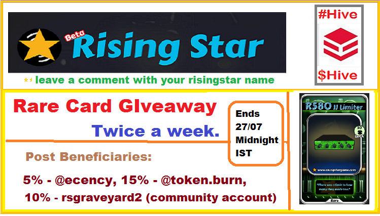 Reach level 183. Rare card giveaway (ends 27th July midnight IST). Beneficiaries and progress