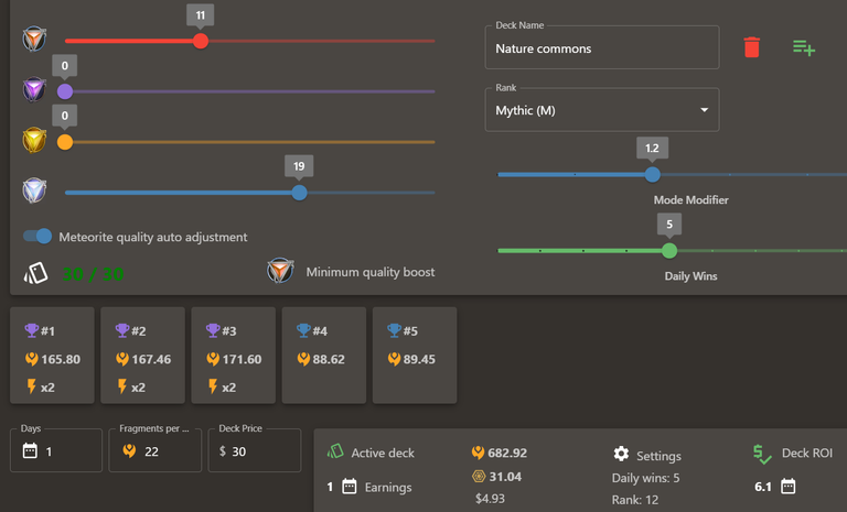 Formats deck, mode modifier is x1.2