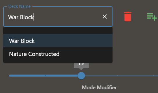 example: Deck for block format with x1.2 `mode modifier` and for constructed with x1