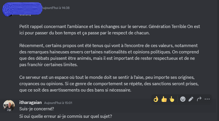 envoyé en mp, donc comme si j'étais impacté... D'où ma question.