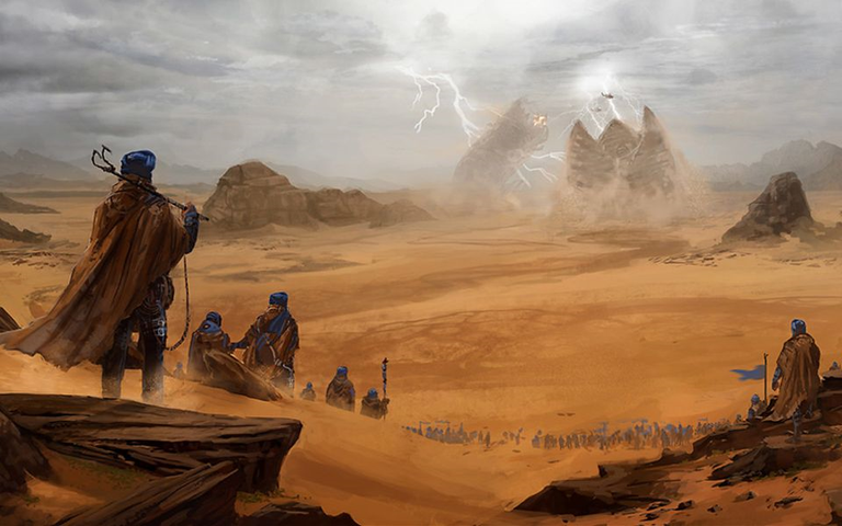 Arrakis, planète désert. SRC: https://www.facebook.com/DuneShaiHulud/?locale=fr_FR