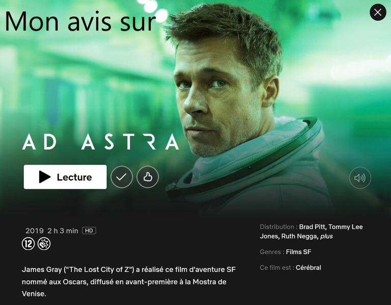 Ad Astra - 2019 : Mon avis