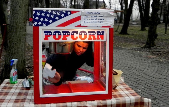 It's gonna be a hard day today, nobody buy popcorn from a dirty box, Baia Mare, Romania, Once upon a time
