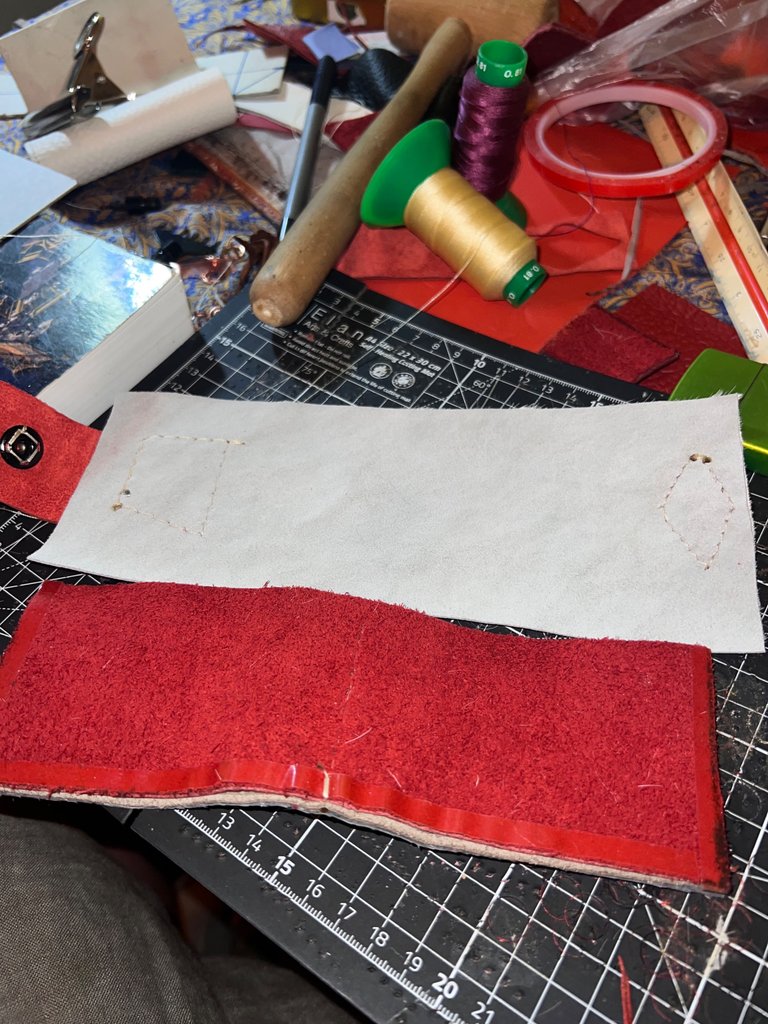 Double Sided Tape / Gluing the Inside on the Outside Leather piece