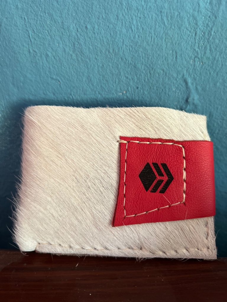The final result / product: Hive Recycled Leather Hand Made Hive Wallet