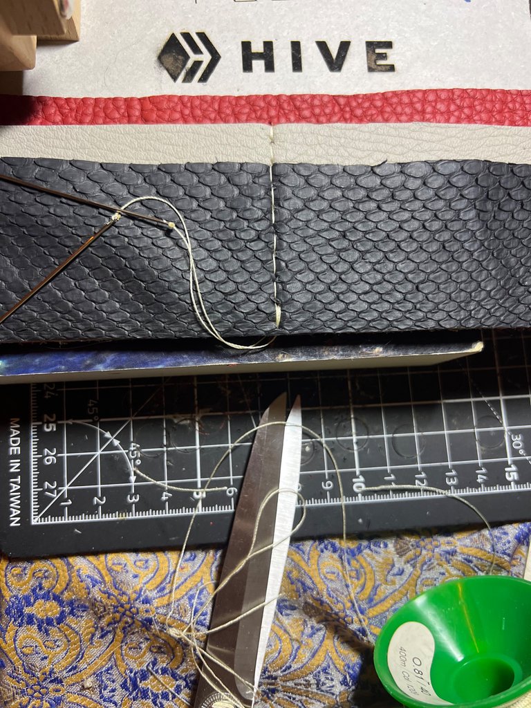 The Middle of the inside being stitched