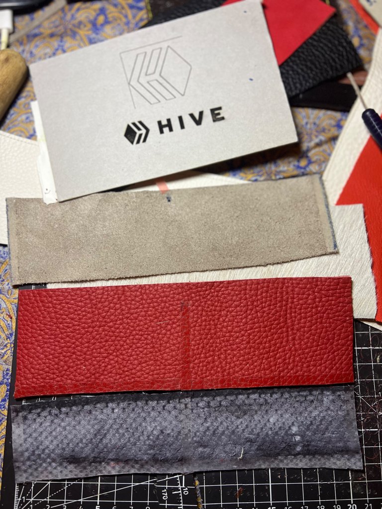 Double Sided Tape applied on the Leather Scraps
