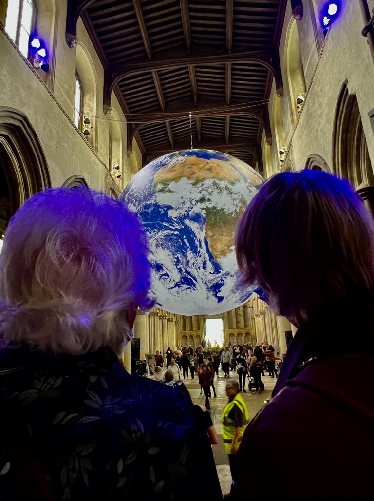  True Friendship is not suppressed by the New Normal and Social Distancing Rules, True Distance/approach is the HearBeat, Luke Jerram’s Gaia @ Rochester Cathedral, Rochester, Kent, UK, June 2022 