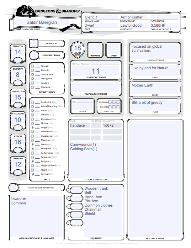 AD&D downloadable editable character sheet