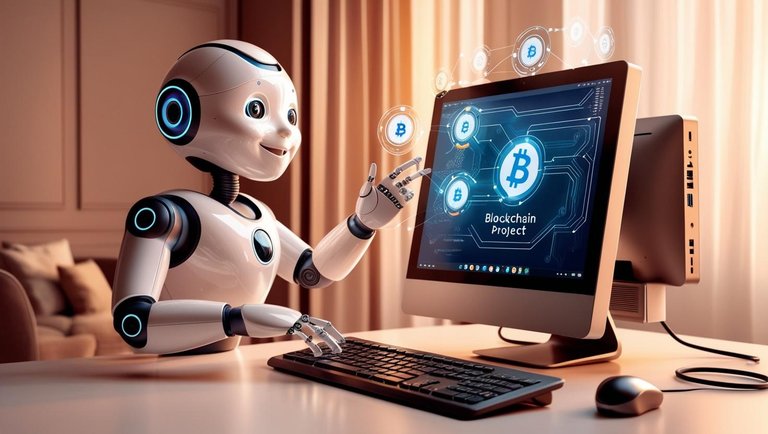 AI and Blockchain Happy together cOMPUTER AND ai ROBOT MAKE IT REALISTIC.jpg