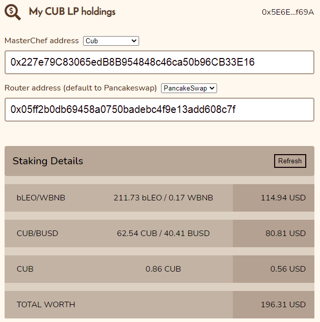 Previous Month's LP holdings