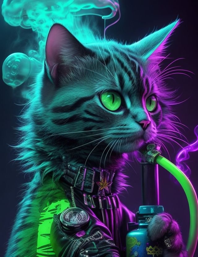 DreamShaper_v7_a_cool_neon_punk_stoned_detailed_catbong_smokin_1.jpg