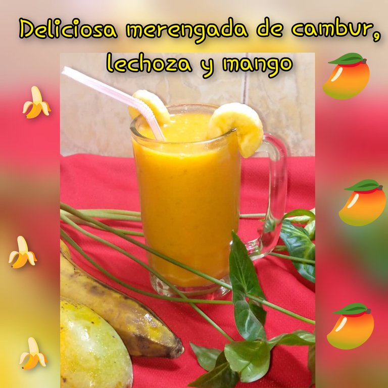 (Esp/Eng) Delicioso y nutritivo licuado tres en uno: de mango, cambur y lechosa para aumentar las defensas /Delicious and nutritious three-in-one smoothie: mango, cambur and milky milk to increase defenses.