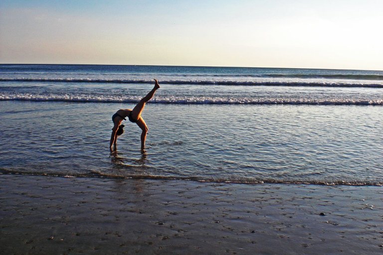 Once upon a time, I did yoga in the ocean. Feels like a lifetime ago.