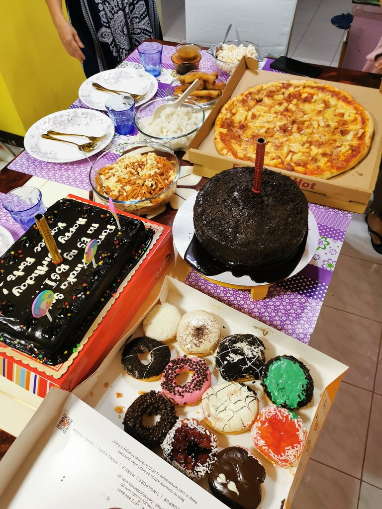 A cake from my brother's mother-in law, a cake from my officemates, and J.Co donuts from Faith, my close college friend
