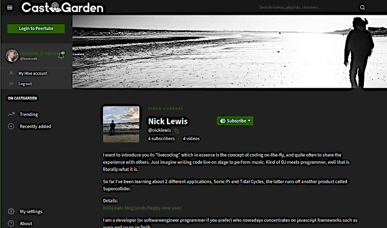 Nick Lewis is now LiveCoding on CastGarden!