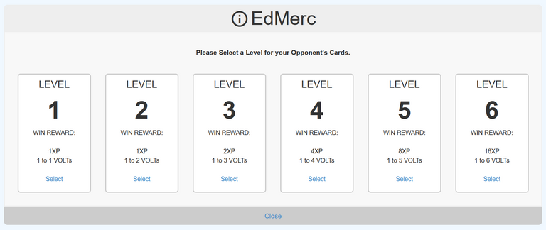 EdMerc Card Deck Level Selection