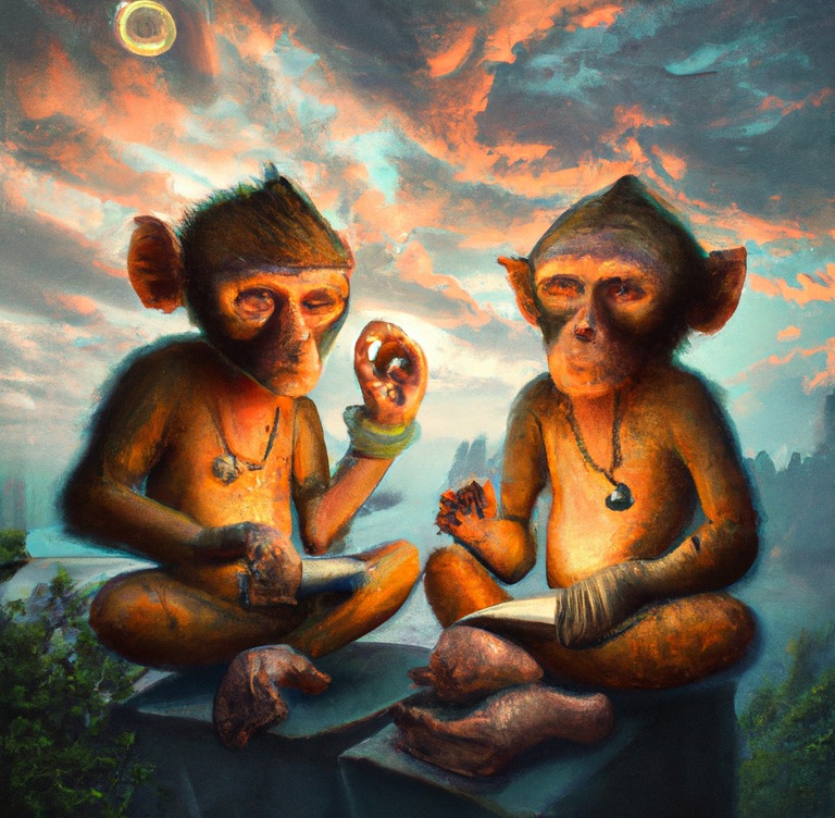 DALL·E 2023-03-15 19.37.25 - spiritual monkeys working together, digital art.png