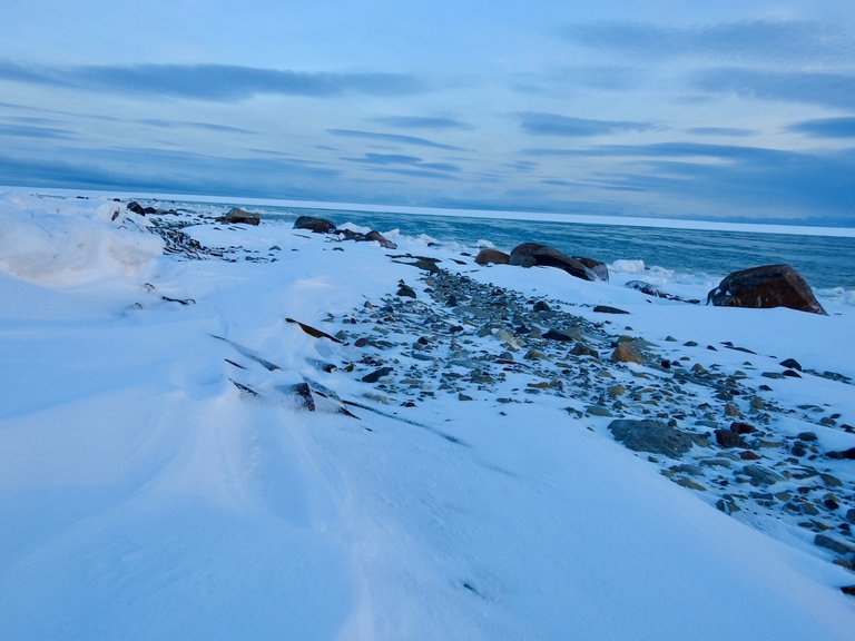 Snowy beach