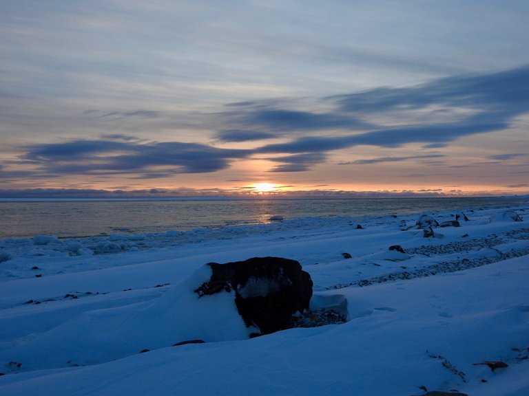 Sunrise, sea, and snow. The other 3 S's of the morning.