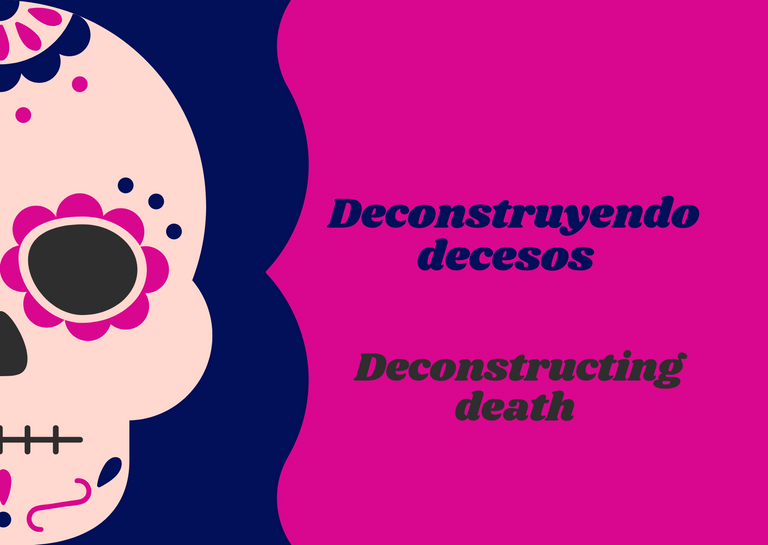 Feliz Día de Muertos con fondo rosa y azul marino Tarjeta.png