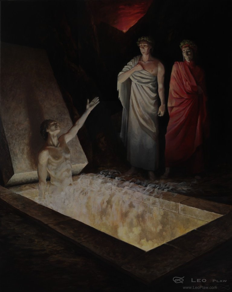 "Uberti Addresses Dante", 80 x 100cm, oil on canvas
