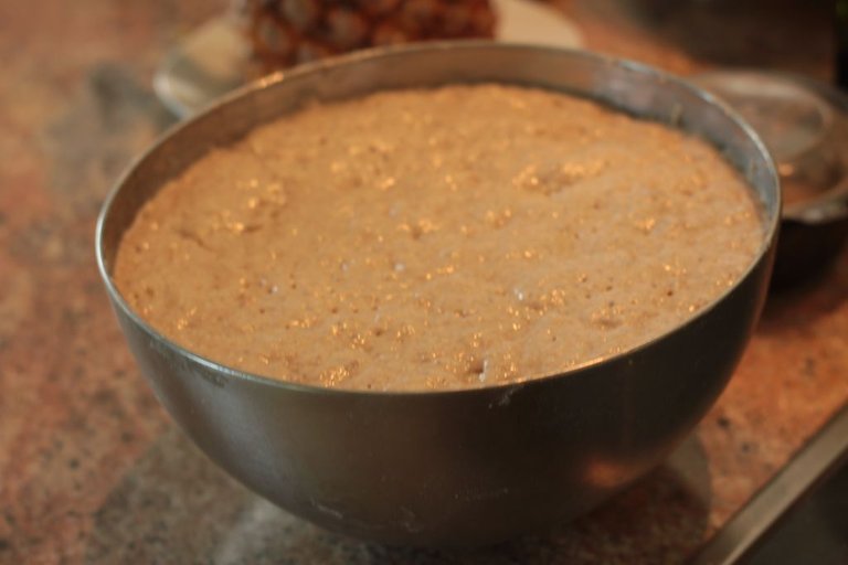 The potato dough has risen and is ready