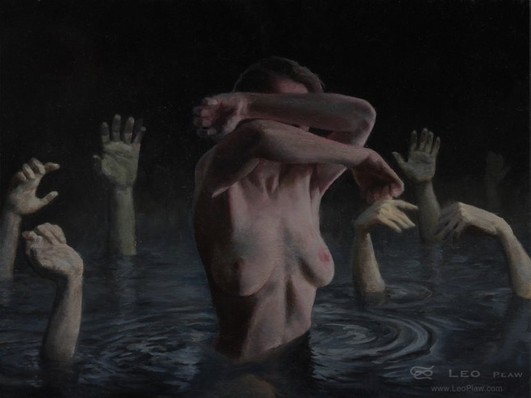 "Submersion of Identity", Leo Plaw, 40 x 30cm, oil on canvas