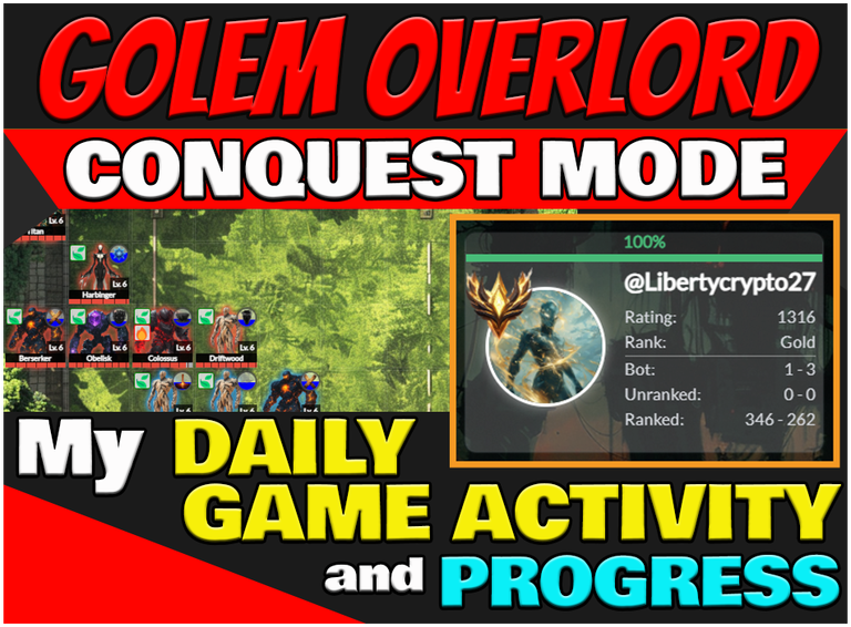 Golem Overlord Conquest Mode: My Daily Game Activity and Progress + My Last Season Results + Focus on ANIMA Market Value (ENG/ITA)
