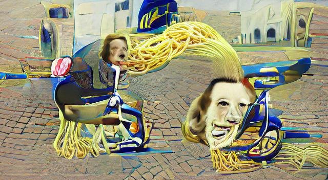 Dali _ Margaret Thatcher _ riding a tricycle _ eating spaghetti.jpeg