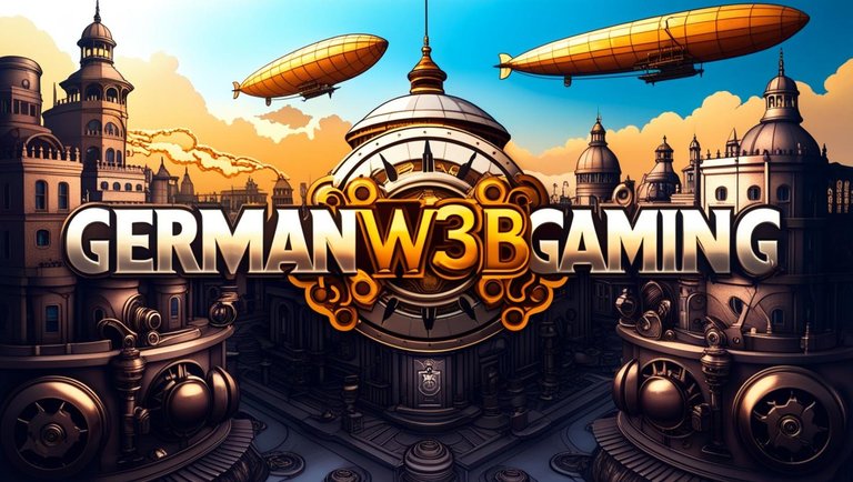 Banner, Steampunk Stadt im Hintergrund, _GERMANW3BGAMING_, Text in der Mitte,  großer Schriftzug.jpg