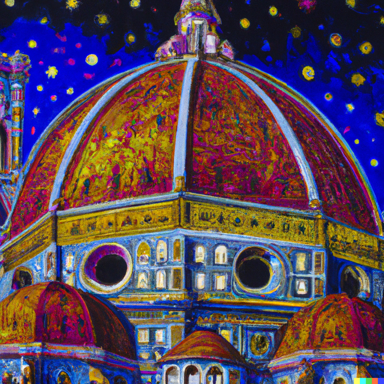 DALL·E 2023-01-16 14.33.43 - Duomo di firenze astronave colorata, pittura olio.png