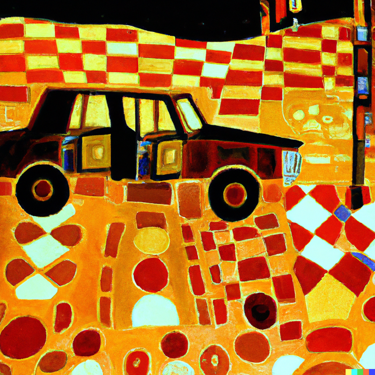DALL·E 2023-01-19 01.41.14 - Peinture in Klimt style of _ a man landing on mars with a regata fiat station wagon .png