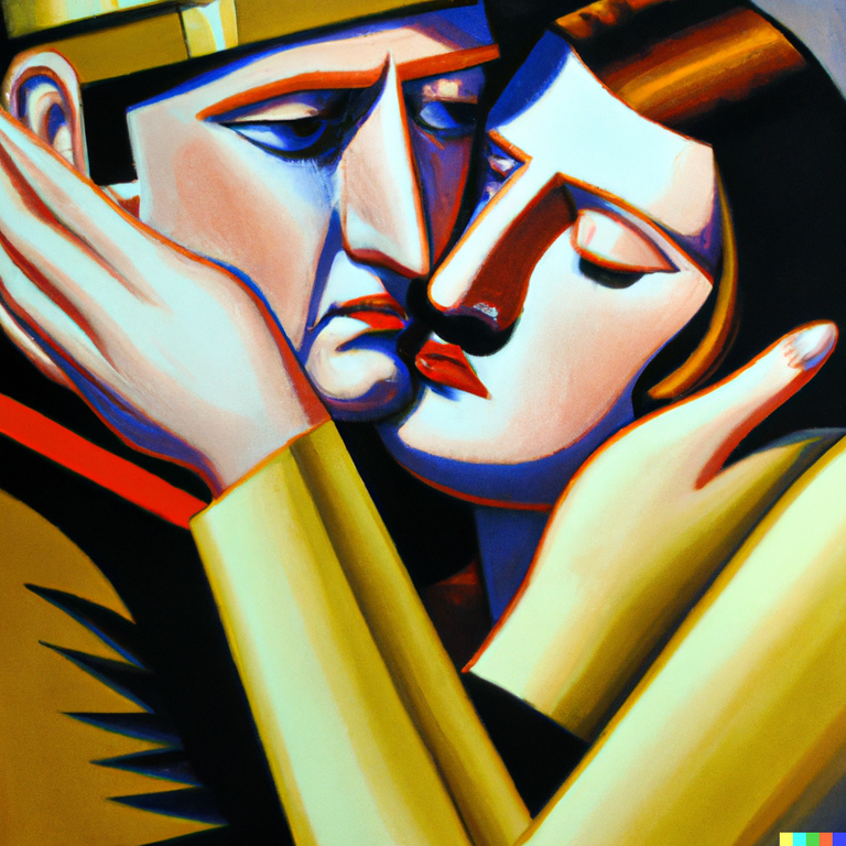 DALL·E 2023-01-22 22.47.09 - Paint in TAMARA DE LEMPICKA  style _ man and woman in love.png