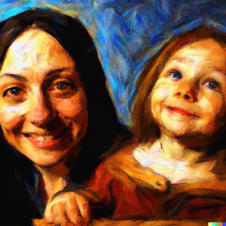 DALL·E 2023-01-25 01.19.03 - Paint in leonardomda vinci style _ sguardo felice di bambino con madre.png