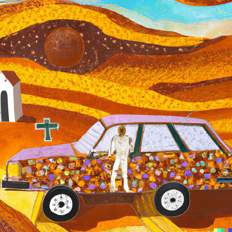 DALL·E 2023-01-19 01.41.16 - Peinture in Klimt style of _ a man landing on mars with a regata fiat station wagon .png