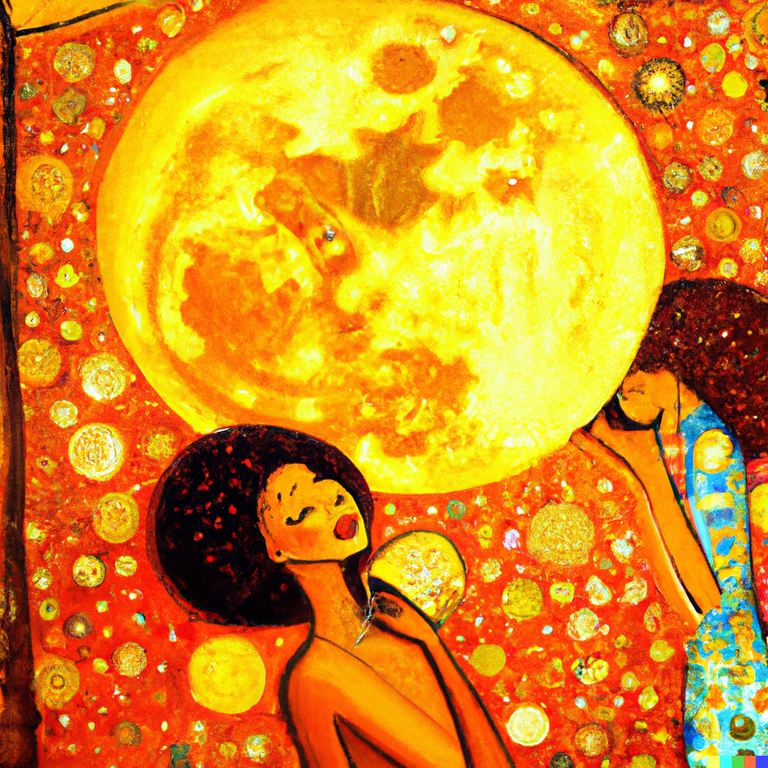 DALL·E 2023-01-20 12.49.35 - Peinture en style klimt de _ je suis émerveillée par la beauté des humains  ils brillent comme la lune sont tellement beaux.png