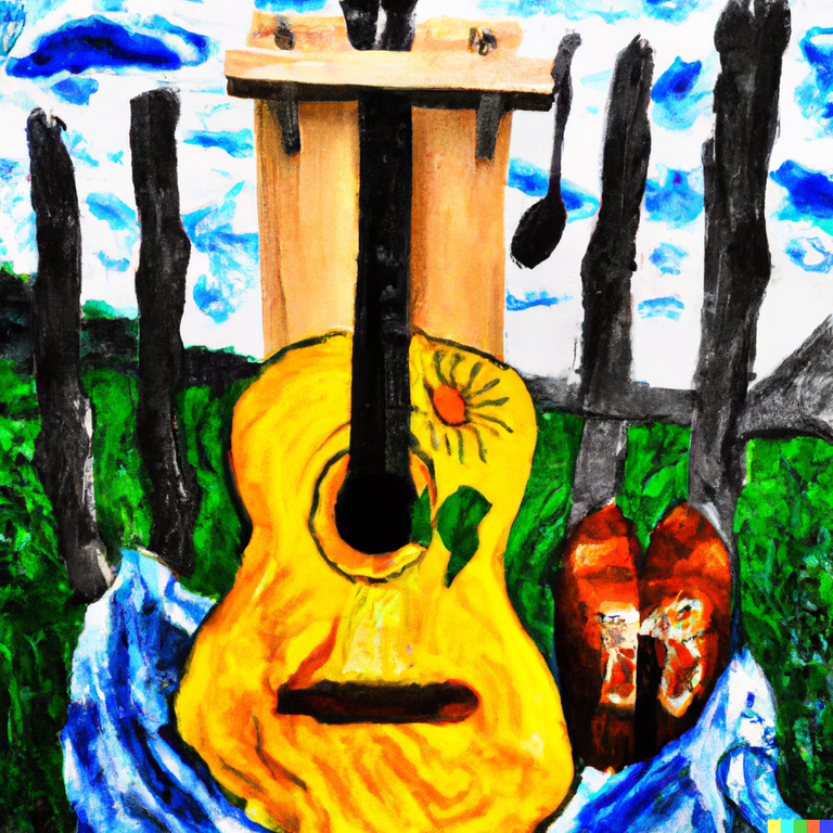 DALL·E 2023-01-17 14.09.36 - pittura in stile di van gogh di questa frase _ Prendetemi questa chitarra i vestiti le scarpe e la terra.png