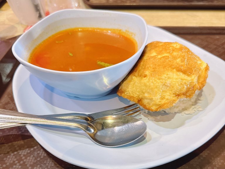 Omelette with Rice + Chicken Tomyum