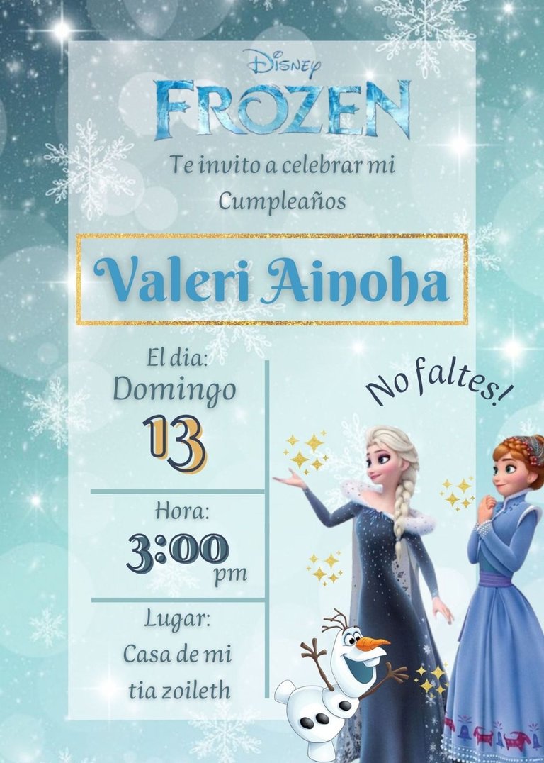 Invitacion creada por mi en canva / Invitation created by myself in canva