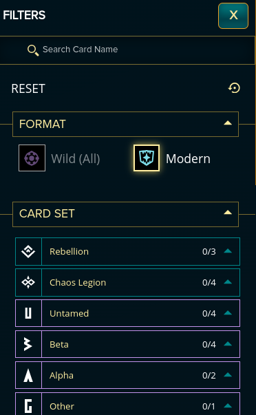 It's easy to filter for only Modern cards